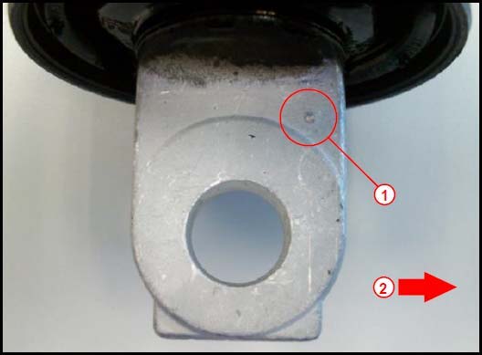 Lexus RX RH trailing arm identification mark